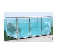Panneau de visualisation transparent pour aquarium avec vanne de vidange, toile en PVC avec cadre en acier, bâche d'extérieur pliable pour l'élevage de poissons et de crevettes