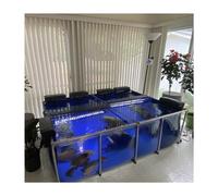 Panneau de visualisation transparent pour bassin de piscine avec toile en PVC et cadre en acier, valve de vidange - Réservoir d'eau extérieur parfait pour l'élevage de poissons et la vie aquatique