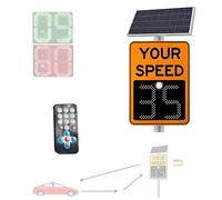 Panneau de vitesse radar à LED à énergie solaire avec télécommande, panneau solaire inclus, pour la sécurité routière et les quartiers, 49,8 x 69,8 cm
