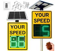Panneau de vitesse radar solaire avec télécommande, écran de rétroaction numérique LED pour la sécurité routière, construction en aluminium, IP56 étanche, indicateur de limite de vitesse réglable pour