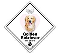 Panneau de voiture Golden Retriever, panneau chien à bord, panneau de voiture Golden Retriever, panneau de voiture en fourrure, panneau de voiture pour chien haute visibilité avec ventouse pour
