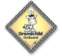 Panneau de voiture « Grandchild on Board » pour petit-enfant et petit-enfant zèbre pour voiture « Grandchild on Board », « Grandchild on Board », « Zebra », « Baby On Board », « Baby On Board »