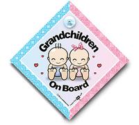 Panneau de voiture « Grandchildren On Board » pour inscription « One of each » pour fenêtre de voiture « Baby on Board »