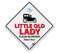 Panneau de voiture « Little Old Lady Please Be Patient » - Panneau de voiture « Old Lady Driver » - 14 cm x 14 cm