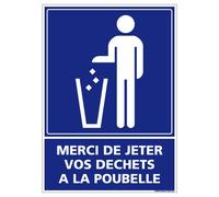 Panneau Déchets à la Poubelle - Protection Anti-UV - Dimensions 150x210 mm - Plastique Rigide PVC 1,5 mm