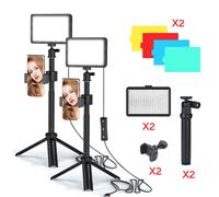 Panneau d'éclairage vidéo LED avec trépied,lampe de studio photo,kit d'éclairage pour prise de vue,diffusion en direct,YouTube,RVB,livre -with clip 2pcs