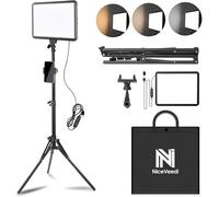 Panneau d'Éclairage Vidéo LED Kit25cm*20cm, Lumiere Photo 2800-6500 K à intensité Variable avec Support de téléphone, 185cm pour Enregistrement vidéo, Streaming de Jeux, Youtube,TikTok