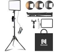 Panneau d'Éclairage Vidéo LED Kit25cm*20cm,Lumiere Photo 2800-6500 K à intensité Variable avec Support de téléphone,185cm pour