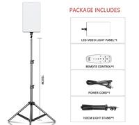 Panneau d'éclairage vidéo LED, luminosité réglable, éclairage bicolore, avec pied de 150cm