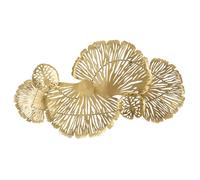 Panneau décoratif 3D en métal doré avec feuilles 115x5x64 cm