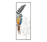 Panneau décoratif 3D perroquet métal multicolore 28,6x2,5x74,3 cm