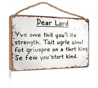 Panneau décoratif à suspendre « Dear Lord, Give Me Strength » - En bois - Accessoire de chambre à suspendre pour homme (20 x 30 cm)