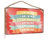 Panneau décoratif à suspendre I Am Kind Repeated On Colorful Bannières - Accessoires de bureau pour femme (15 x 28 cm)