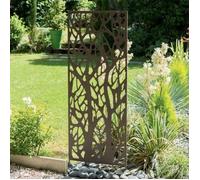 Panneau métal avec motifs décoratifs/Arbres - 0,60 x 1,50 m - Brun vieilli