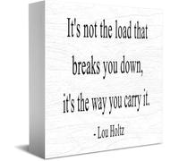 Panneau décoratif amusant en bois avec inscription « It'S Not The Load That Breaks You Down, It'S The Way You Carry It » - Décoration de bureau rustique - 12,7 x 12,7 cm