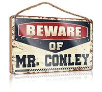 Panneau décoratif amusant en bois « Beware of Mr. Conley » - Décoration de ferme pour la maison et la piscine (20 x 30 cm)