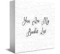Panneau décoratif amusant en bois « You Are My Bucket List » - Décoration de bureau rustique - Carré - 12,7 x 12,7 cm