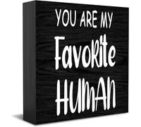 Panneau décoratif amusant en bois « You Are My Favorite Human » - Décoration de bureau rustique - Pour étagère - 12,7 x 12,7 cm