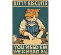 Panneau décoratif amusant en forme de chat noir avec inscription « You Need We Knead » - Décoration murale vintage - Décoration de cuisine - Cadeau pour les amoureux des chats - 20,3 x 30,5 cm