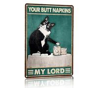 Panneau décoratif amusant pour salle de bain avec chat « Tuxedo Cat Your Butt Napkin My Lord » - Cadeau pour les amoureux des chats - 20,3 x 30,5 cm (3055)