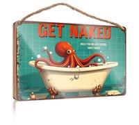 Panneau décoratif amusant pour salle de bain avec inscription « Take A Bath or Face The Octopus! » pour cuisine, chambre de garçon (20 x 30 cm)