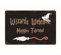 Panneau décoratif amusant Wizards Welcome, Muggles Tolerated - 30,5 x 20,3 cm - Décoration d'intérieur - Panneau de bienvenue - Maison hantée des sorciers - Décoration de cuisine