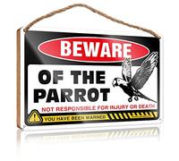 Panneau décoratif de porte en bois « Beware of Parrot » - Cadeau idéal pour tout le monde (15 x 28 cm)