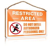 Panneau décoratif de porte en bois « Restricted Area », « Do Not Enter, Authorized Personnel Only » - Panneau de porte amusant pour la maison - D (23 x 35 cm)