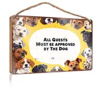 Panneau décoratif de salle de bain « All Guests Must Be Approved By The Dog ». Panneaux amusants pour salle de bain pour la maison (20 x 30 cm)