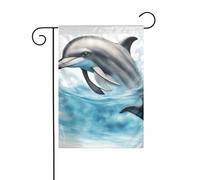 Panneau décoratif double face avec motif dauphin de l'océan qui vous regarde, 30,5 x 45,7 cm