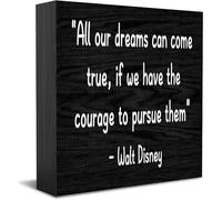 Panneau décoratif en bois « All Our Dreams Can Come True Home » - Accessoires de bureau décoratifs positifs - Plaque en bois pour meuble TV, étagère 12,7 x 12,7 cm