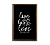 Panneau décoratif en bois avec cadre « Live Every Moment Laugh Every Day Love Beyond Words » - Décoration d'intérieur pour cuisine, salle à manger, café, club - 20,3 x 30,5 cm