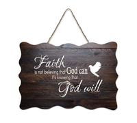 Panneau décoratif en bois avec citation « Faith Is Not Believing That God Can It's Knowing That God Will » - Décoration murale pour salon, chambre à coucher, porte, fenêtre, maison, pendaison de