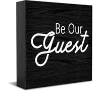 Panneau décoratif en bois « Be Our Guest Home » - Accessoires de bureau positifs - Plaque en bois pour meuble TV - 12,7 x 12,7 cm