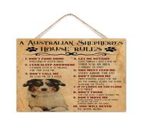 Panneau décoratif en bois « Dog's House Rules » - Décoration de chambre pour fenêtre « When Visiting My House Please Remember » - Décoration murale rétro pour table - 30,5 x 20,3 cm