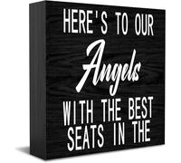 Panneau décoratif en bois « Here'S To Our Angels With The Best Seats In The House » - Décoration de bureau rustique - 12,7 x 12,7 cm