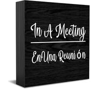 Panneau décoratif en bois « In A Meeting en Una Reunión » - Décoration murale - 12,7 x 12,7 cm