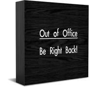 Panneau décoratif en bois « Out Of Office Be Right Back » - Décoration amusante pour maison et bureau - Style rustique - Carré - Pour étagère - 12,7 x 12,7 cm