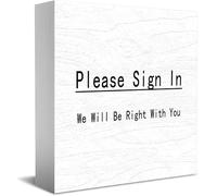 Panneau décoratif en bois « Please Sign In We Will Be Right With You » - 12,7 x 12,7 cm