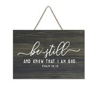 Panneau décoratif en bois rustique avec citation de motivation Be Still And Know That I AM GOD Psaum 46:10 - Décoration murale pour salon, chambre à coucher, porte, fenêtre, maison, pendaison de