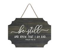 Panneau décoratif en bois rustique avec citation de motivation Be Still And Know That I AM GOD Psaum 46:10 - Décoration murale pour salon, chambre à coucher, porte, fenêtre, maison, pendaison de
