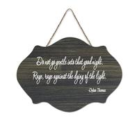 Panneau décoratif en bois rustique avec citation « Do Not Go Gentle Into That Good Night » - Décoration murale pour salon, chambre à coucher, porte, fenêtre, maison, pendaison de crémaillère - 15,2 x
