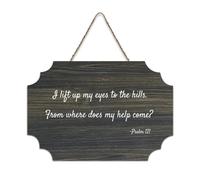 Panneau décoratif en bois rustique avec citation « I Lift Up My Eyes to The Hills » - Décoration murale pour salon, chambre à coucher, porte, fenêtre, maison, pendaison de crémaillère - 15,2 x 25,4 cm