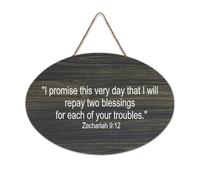 Panneau décoratif en bois rustique avec citation « I Promise This Very Day That I Will Repay Two Blessings for Each of Your Troubles » - Décoration murale pour salon, chambre à coucher, porte, fenêtre