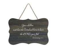 Panneau décoratif en bois rustique avec citation « Your Children Must Hear The Word And Learn to Honor The Lord Your God » - Décoration murale pour salon, chambre à coucher, porte, fenêtre, maison