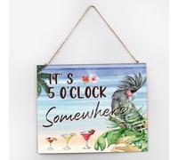 Panneau décoratif en bois vieilli avec citation « It's Five O'Clock Somewhere » - Décoration d'intérieur - 25,4 x 30,5 cm