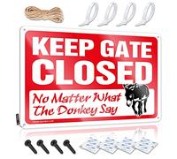 Panneau décoratif en étain avec inscription « Keep Gate Closed No Matter What The Donkey Say » - Accessoires de bar pour homme - 30 x 40 cm