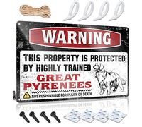 Panneau décoratif en étain avec inscription « Warning This Property Is Protected By A Highly Trained Great Pyrenees » - 30 x 40 cm