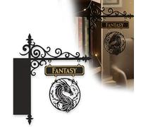 Panneau décoratif en métal avec signe dragon pour bibliothèque et coin de lecture, ou décoration confortable de style taverne, cadeau décoratif pour les amateurs de livres fantastiques