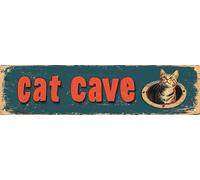 Panneau décoratif en métal pour grotte de chat - Décoration murale vintage - Pour café, bar, salle de bain - Accessoires de décoration pour la maison - 10,2 x 40,6 cm
